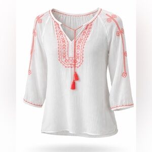 Women's Bohemian Embroidered Top Cotton